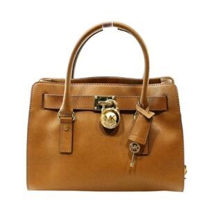 MICHAEL KORS Hamilton Traveler Large Leather Satchel | Tan Gold Hardware | Like